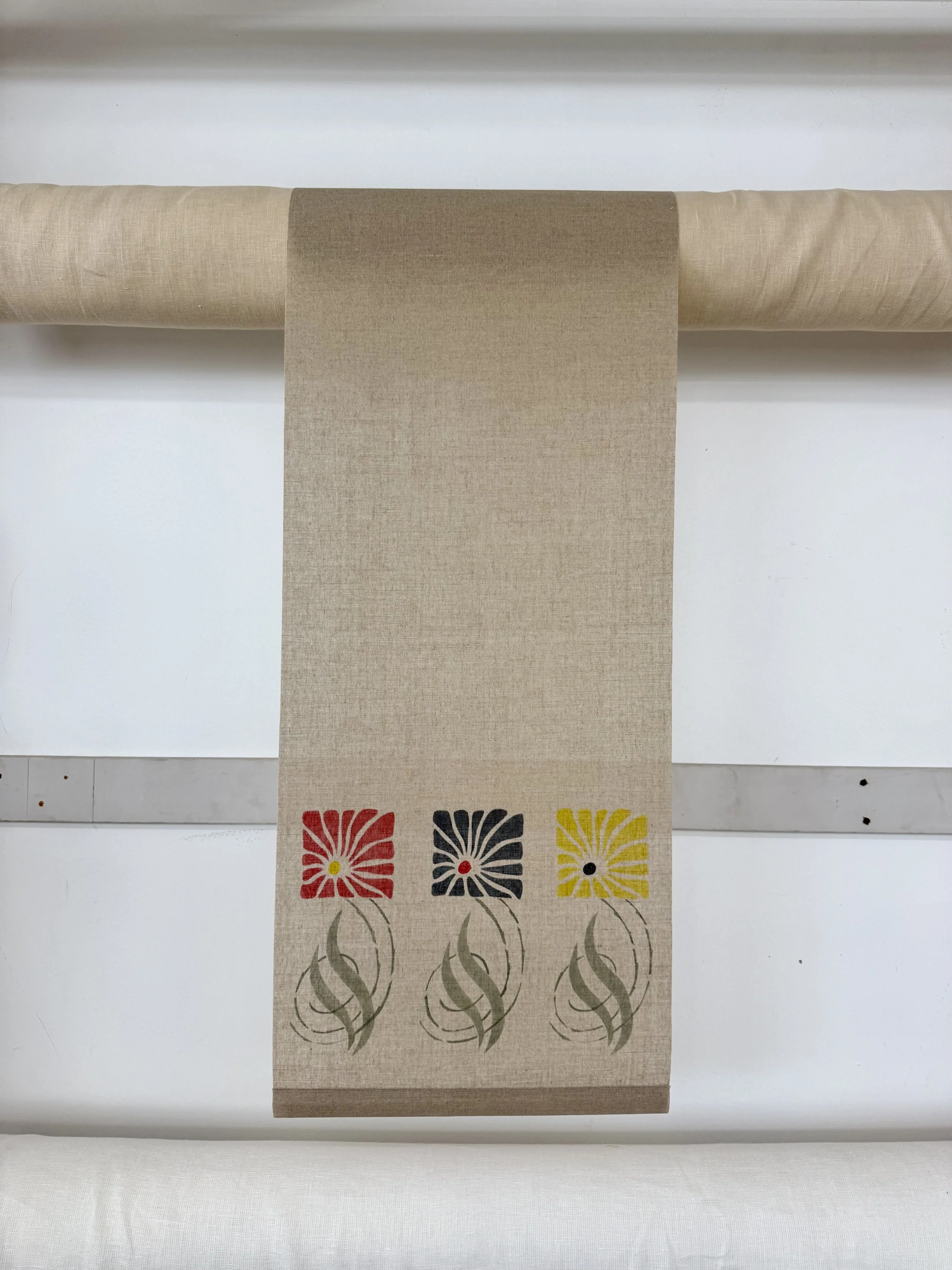 Raw Linen Roller Shade with Large Asters.jpeg