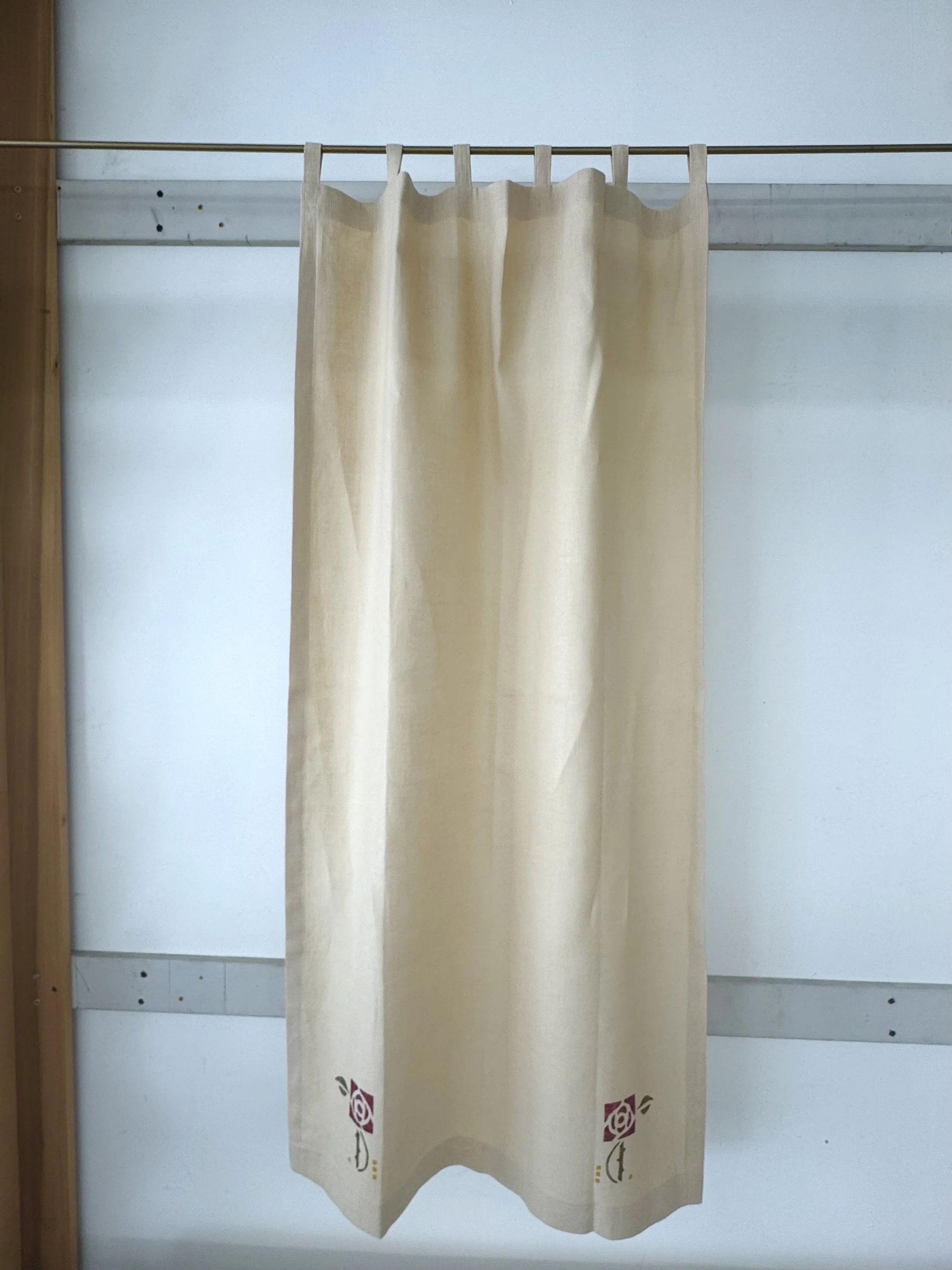 Peasant Linen Ecru Curtain with 1 1/2" Tabs and Macintosh Stencils