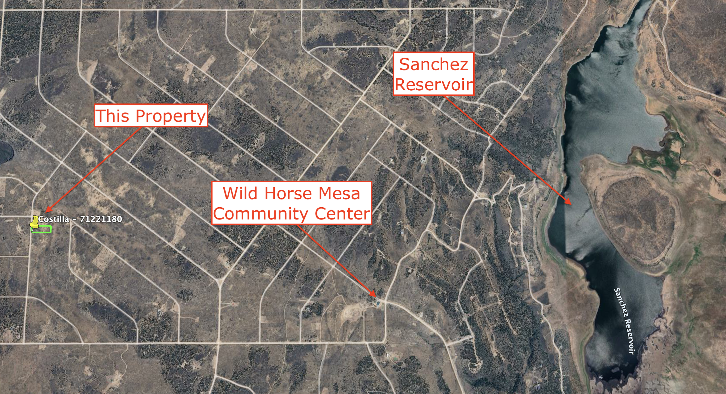 Nearby Wild Horse Mesa Community Center and Sanchez Reservoir!
