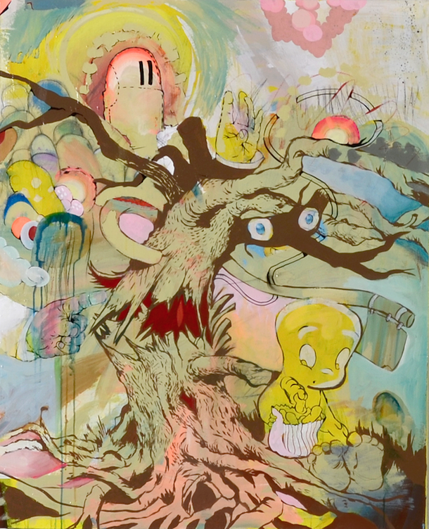 "Cadmium Casper" 2015 Acrylic, Ink & Graphite on Canvas 40"X30"