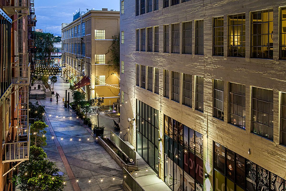 View of Santee Court From Terrace at Twilight