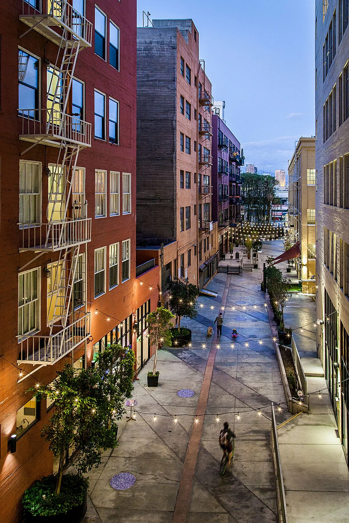 View of Santee Court From Terrace at Twilight