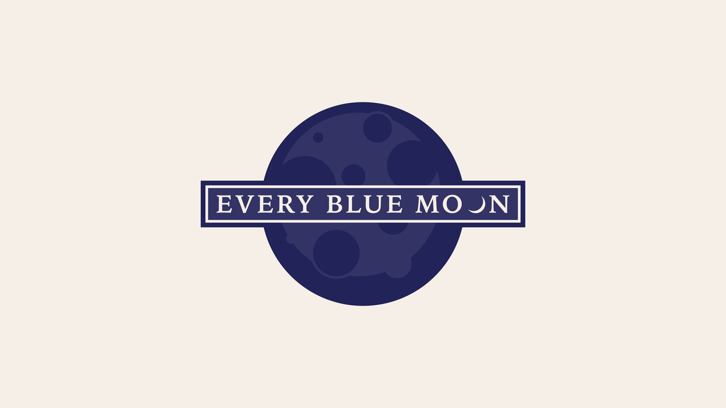 UNUSED primary, alternate, and wordmark logos for hip hop artist Wale's management company and record label Every Blue Moon. The designs include a full blue moon & crescent moon as the second O in moon, along with a color palette supplied by EBM.