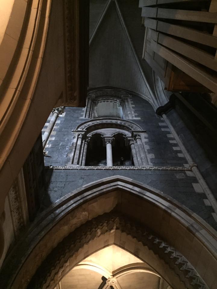 Looking up.
