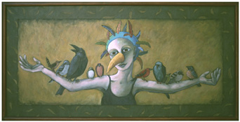 Dressed as a bird I hold Still painting.jpg