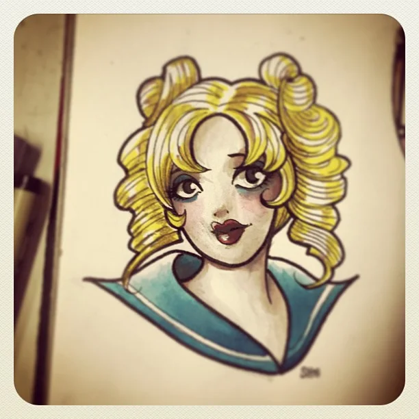 daily doodle -- sailor jerry/sailor moon mash-up