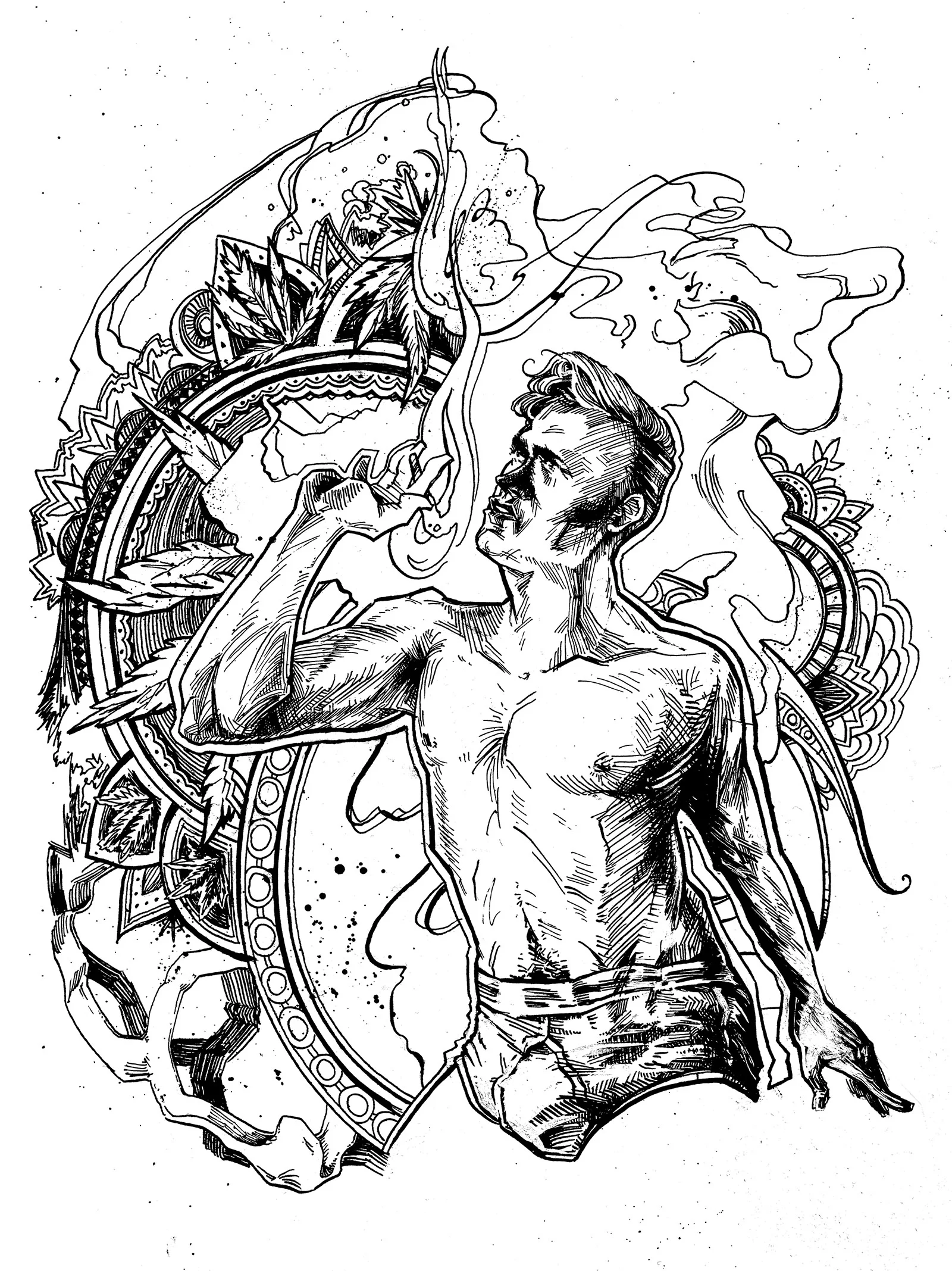  When his search proved fruitless, he threw the mirrored door closed, quickly conjuring a picture of his face beneath the rotting glass. The THC’s influence had weighted his lidded stare into one that was more distant than sultry, the whites of his eyes singed a telltale pink, his bowed lips a dry, cracked rose. 