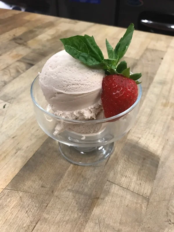 Homemade Strawberry Basil Ice Cream
