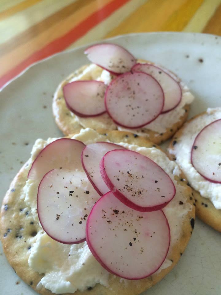  quark and radish on a cracker. &nbsp;new favorite snack. 