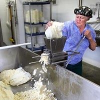 This isn't a picture of me using my curd mill, but it's not far off. 