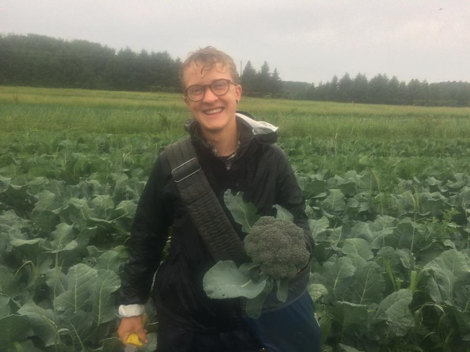  Archer and the first broccoli of the season 