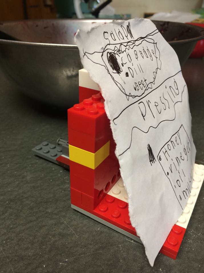  Otto’s sign for his salad on a specially made Lego display 