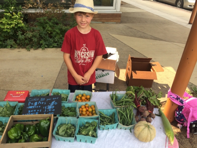  Otto’s market stand at St. Croix Falls Farmers Market.  All harvested by him! 