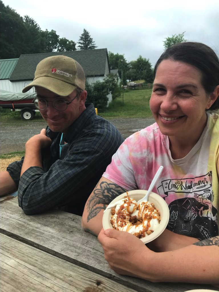  your farmer and cheesemaker (and icecream maker) enjoying a Sunday Sundae 