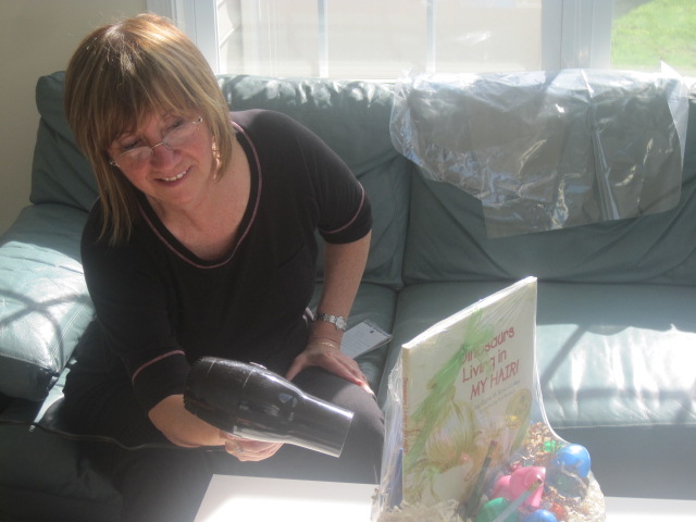 Once the basket was loaded, I learned a new skill using my hair dryer: shrink wrapping!