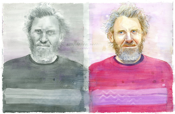 "Riegert Redux" by Anni Matsick One of 252 artists’ renderings of Pittsburgh resident and artist John Riegert, for a show at SPACE Gallery, sponsored by Pittsburgh Cultural Trust, held in summer 2016.
