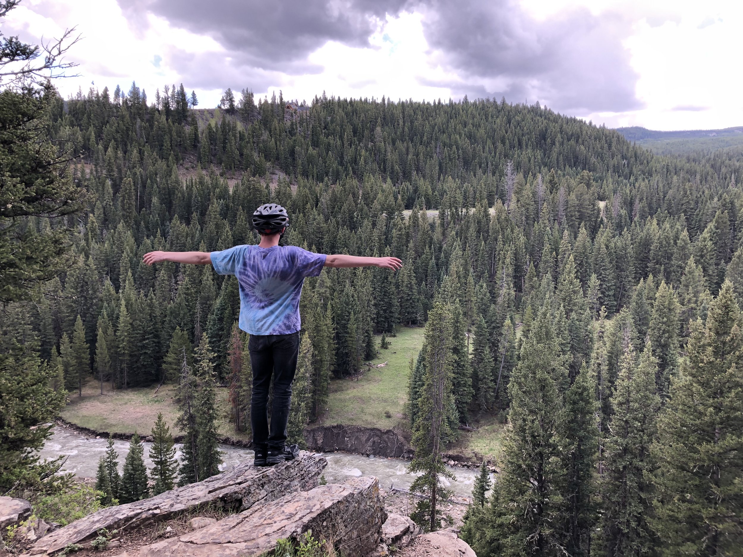 Kit is on top of the world in the Gallatin Canyon.