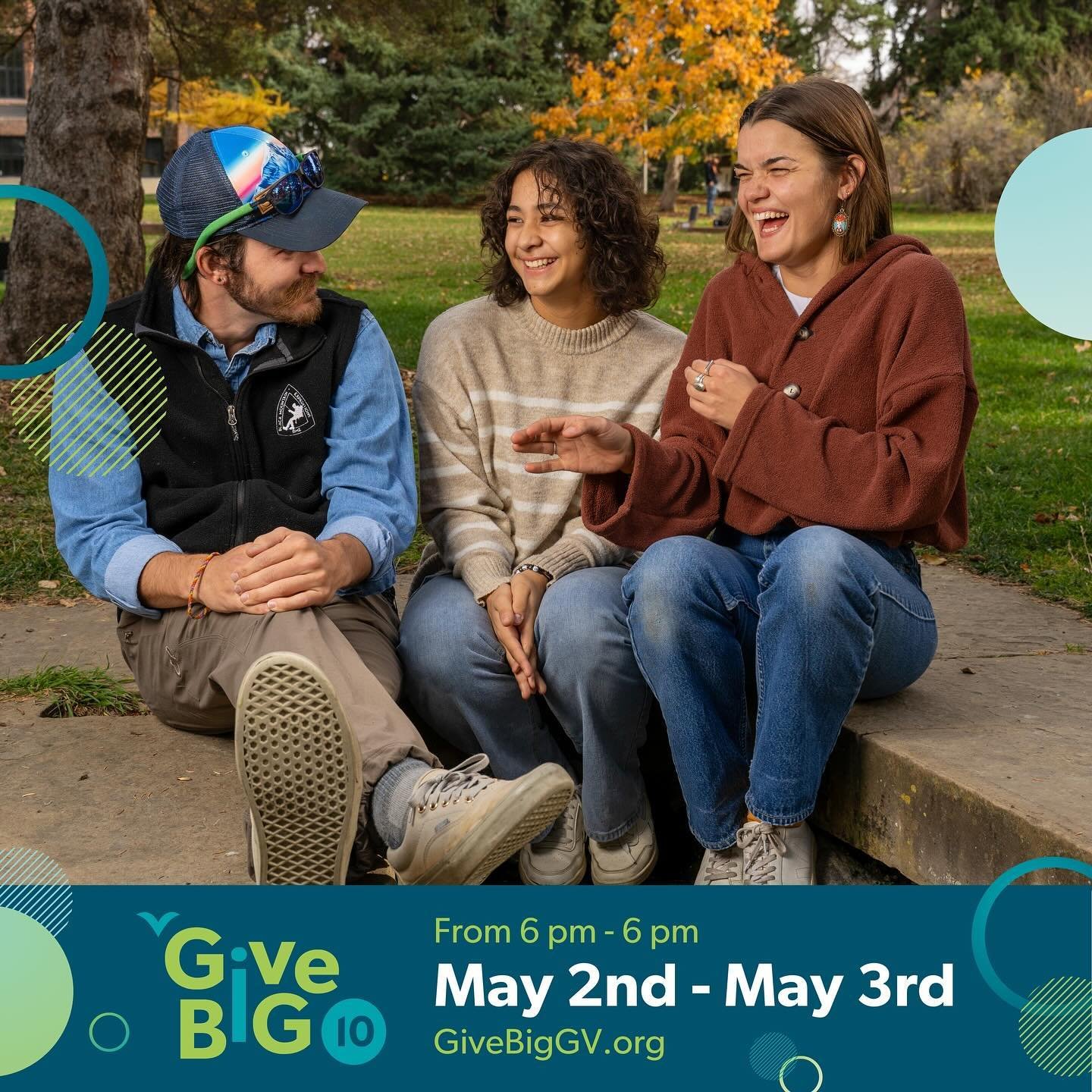 💚 @givebiggv starts tomorrow! Give Big is a 24-hour giving event with over 260 participating nonprofits. 💚

We are beyond grateful to be part of such a generous community that shows up for so many important causes, each of which contributes to maki