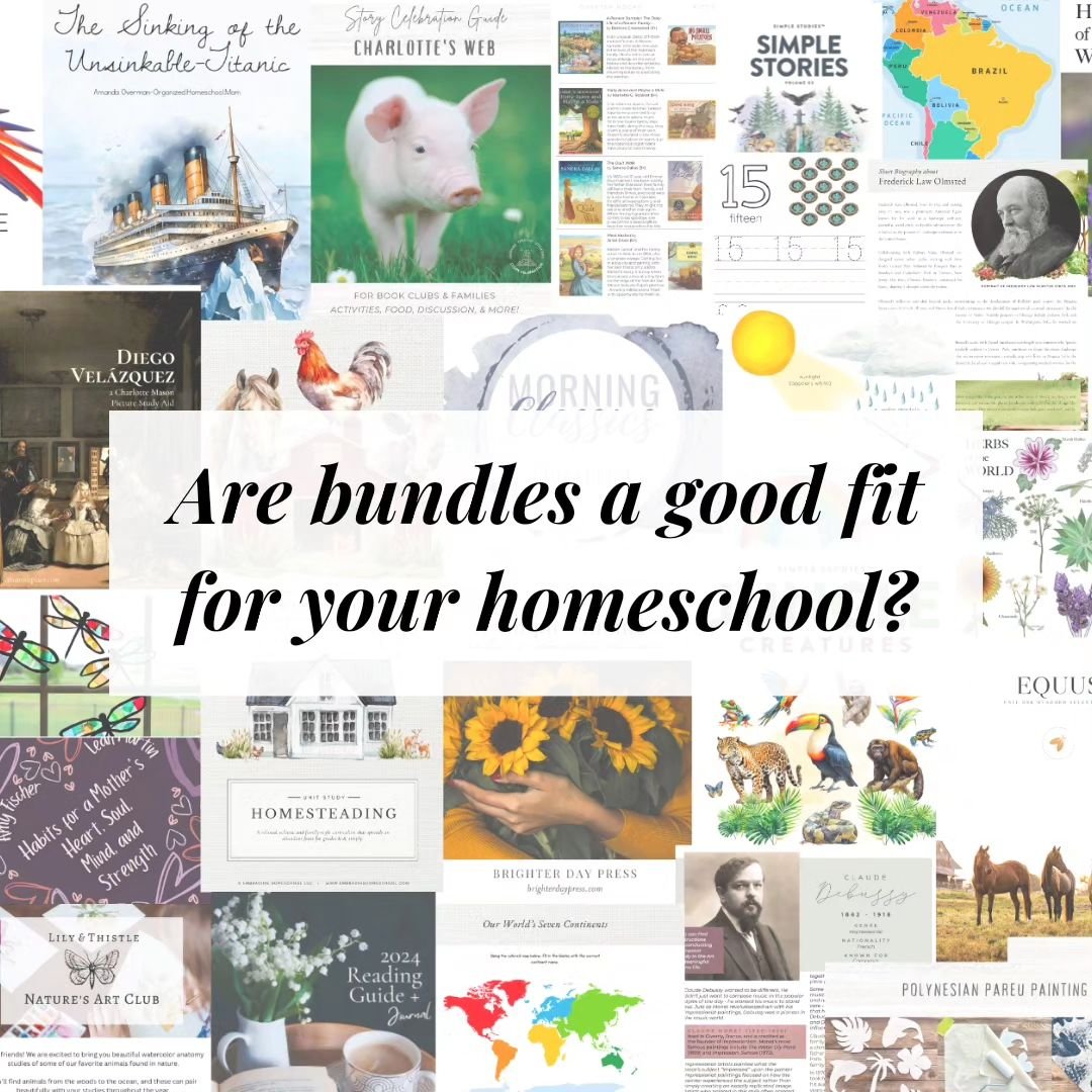 Some bundles AREN'T a good fit because they just have too much filler content. 

The heart behind this bundle is that each piece of material that is included is wholesome, extremely robust, and truly a help to your homeschooling days and not a hindra