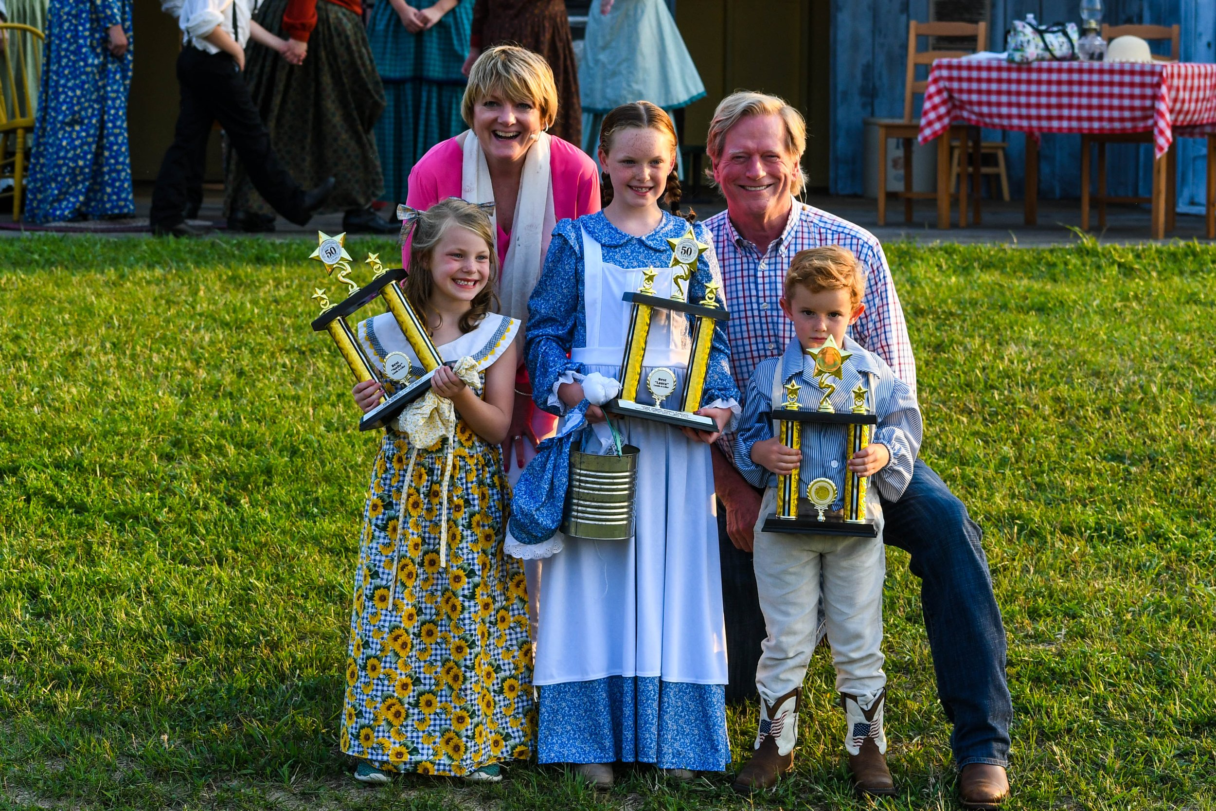 072021 Alison Arngrim and Dean Butler choose Laura, Nellie, and Almanzo look-alike contest winners at the Laura Ingalls Wilder Pageant in De Smet, SD.jpg