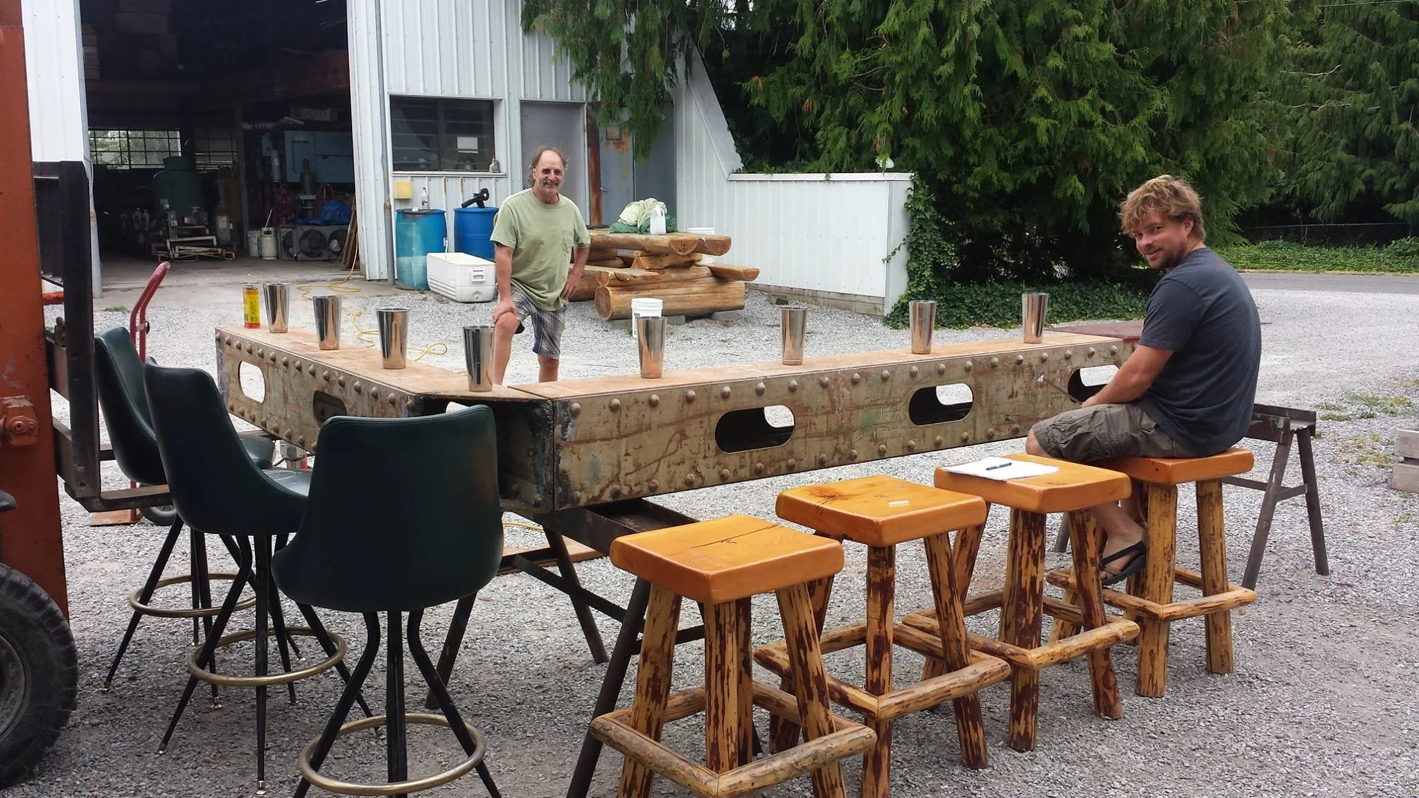 Brewmaster Tony trying out our new bar top