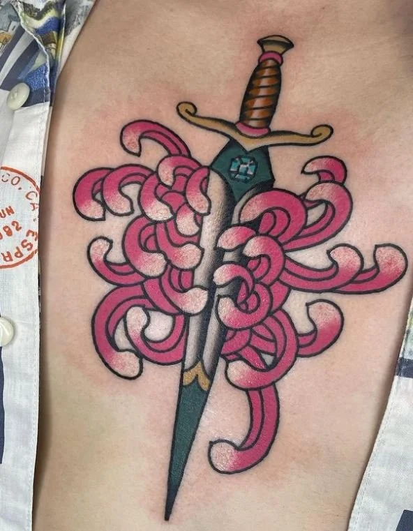 leslie_nature_plant_flower_dagger_knife_color_coloful_neotraditional_rabblerousertattoo_losangeles.jpg