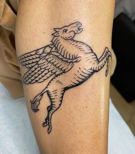 cummings dallas skyline pegasus mythical creature linework.JPG