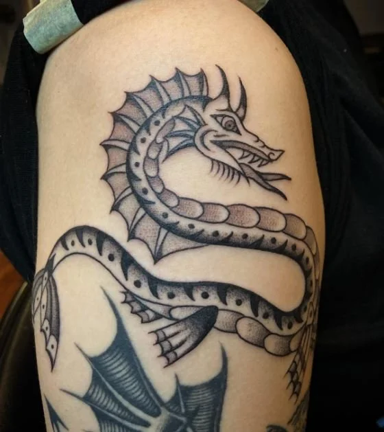 paperdogs sea serpent dragon creature mythical black and grey.JPG