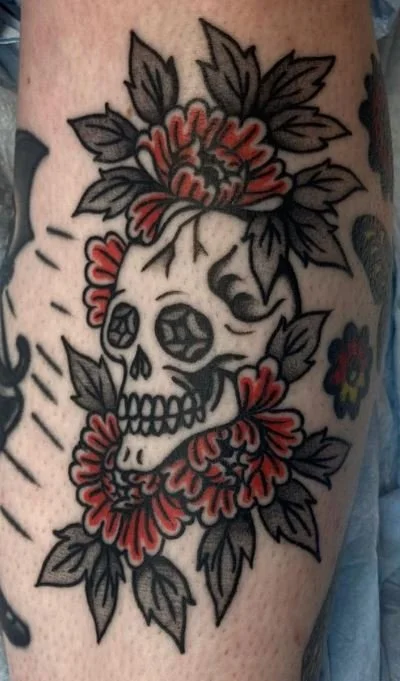 paper dogs skull flower skeleton.JPG