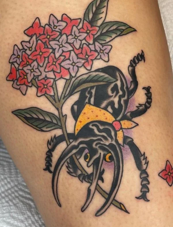 young rhinoceros beetle flower bug bandana.JPG