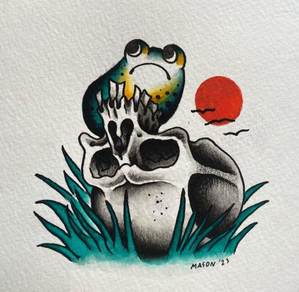 cummings frog skull red sun sad