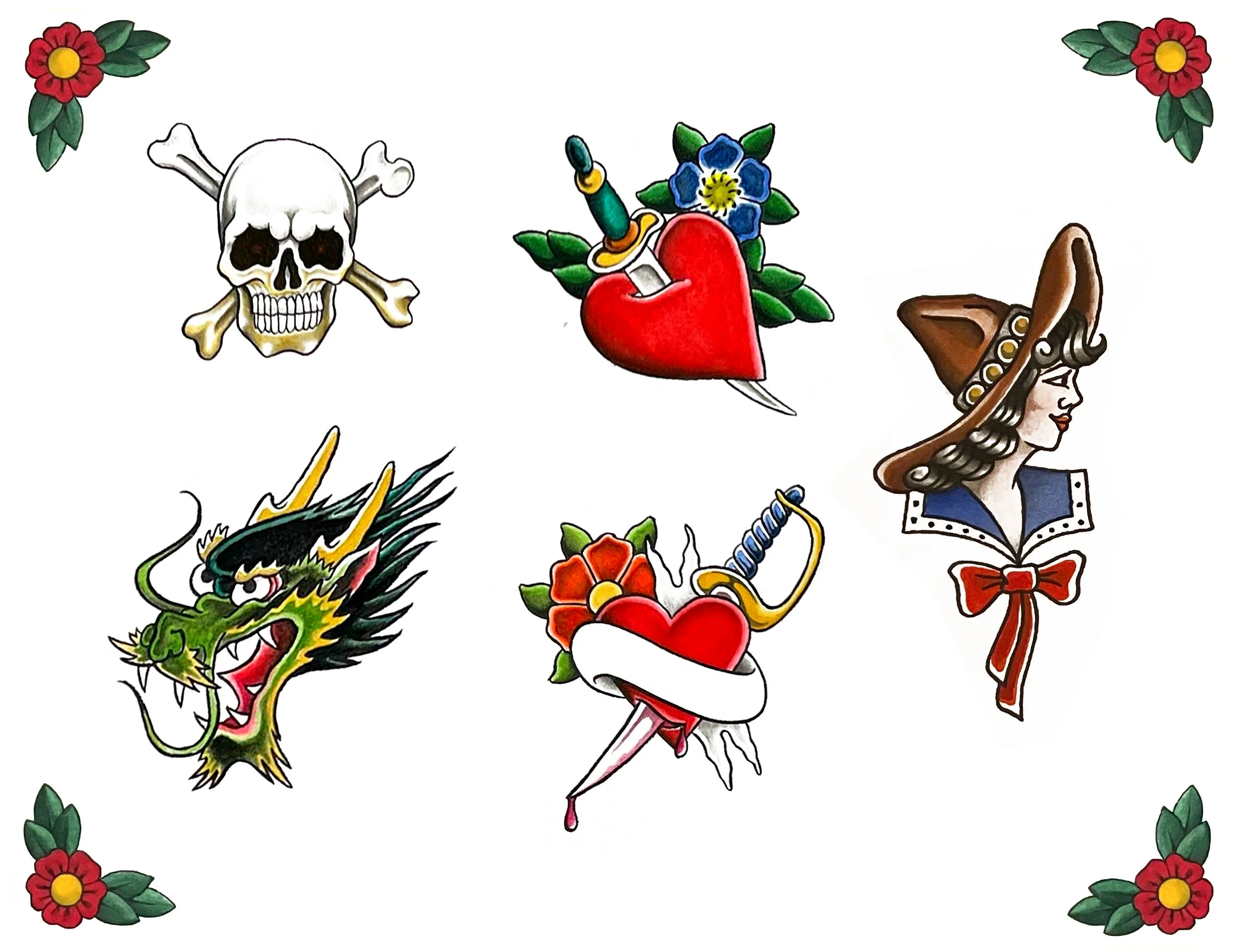 Medium sized American Traditional tattoos by West in Los Angeles