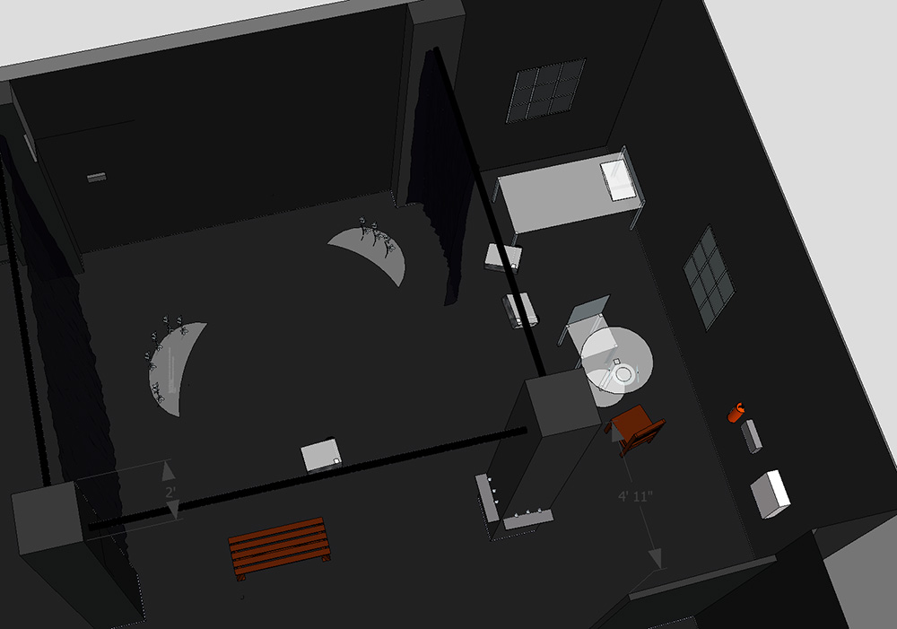 A bird's eye view of the installation from a SketchUp screenshot.
