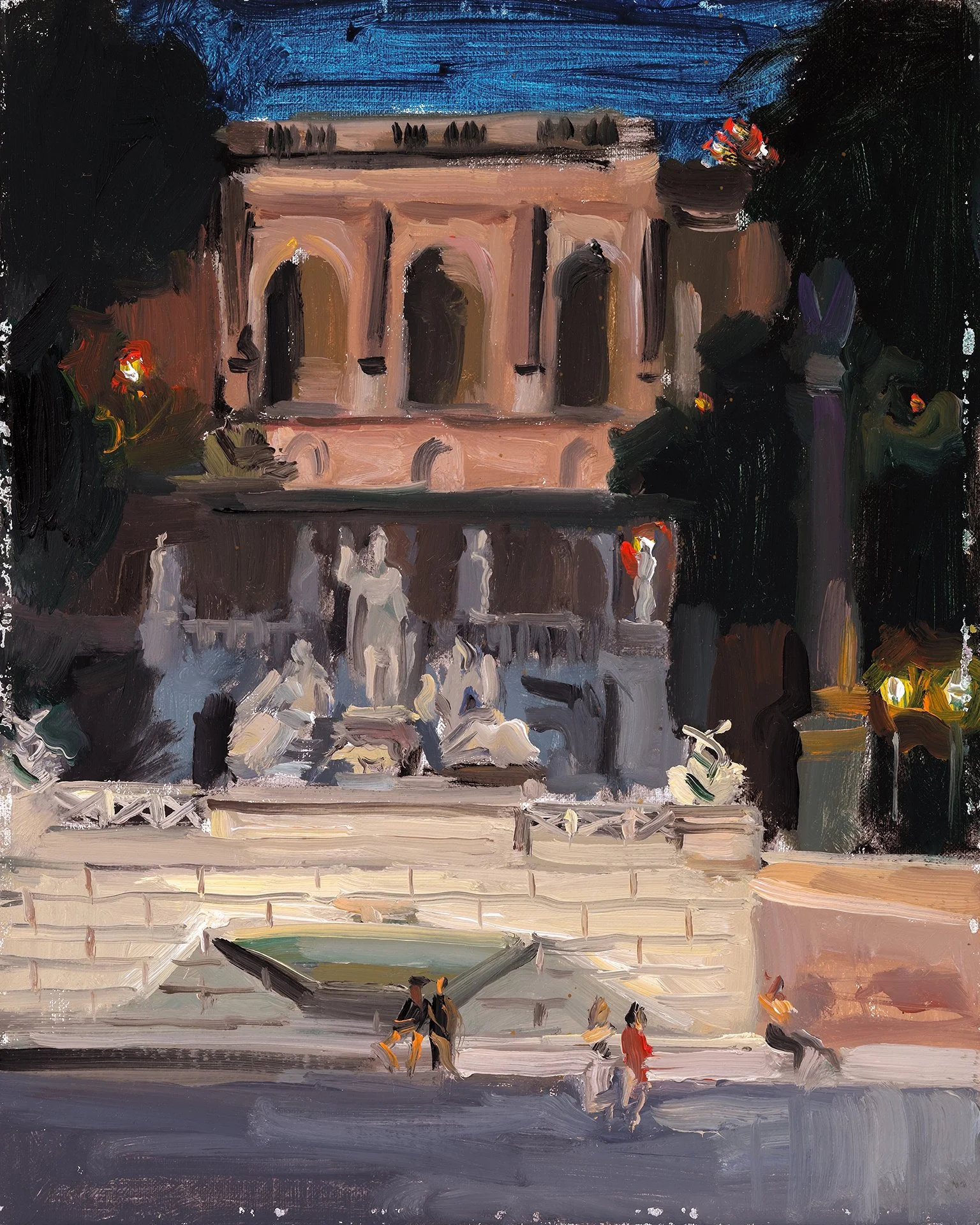 Piazza del Popolo, Evening, 8"x10", Oil on Linen, $1100