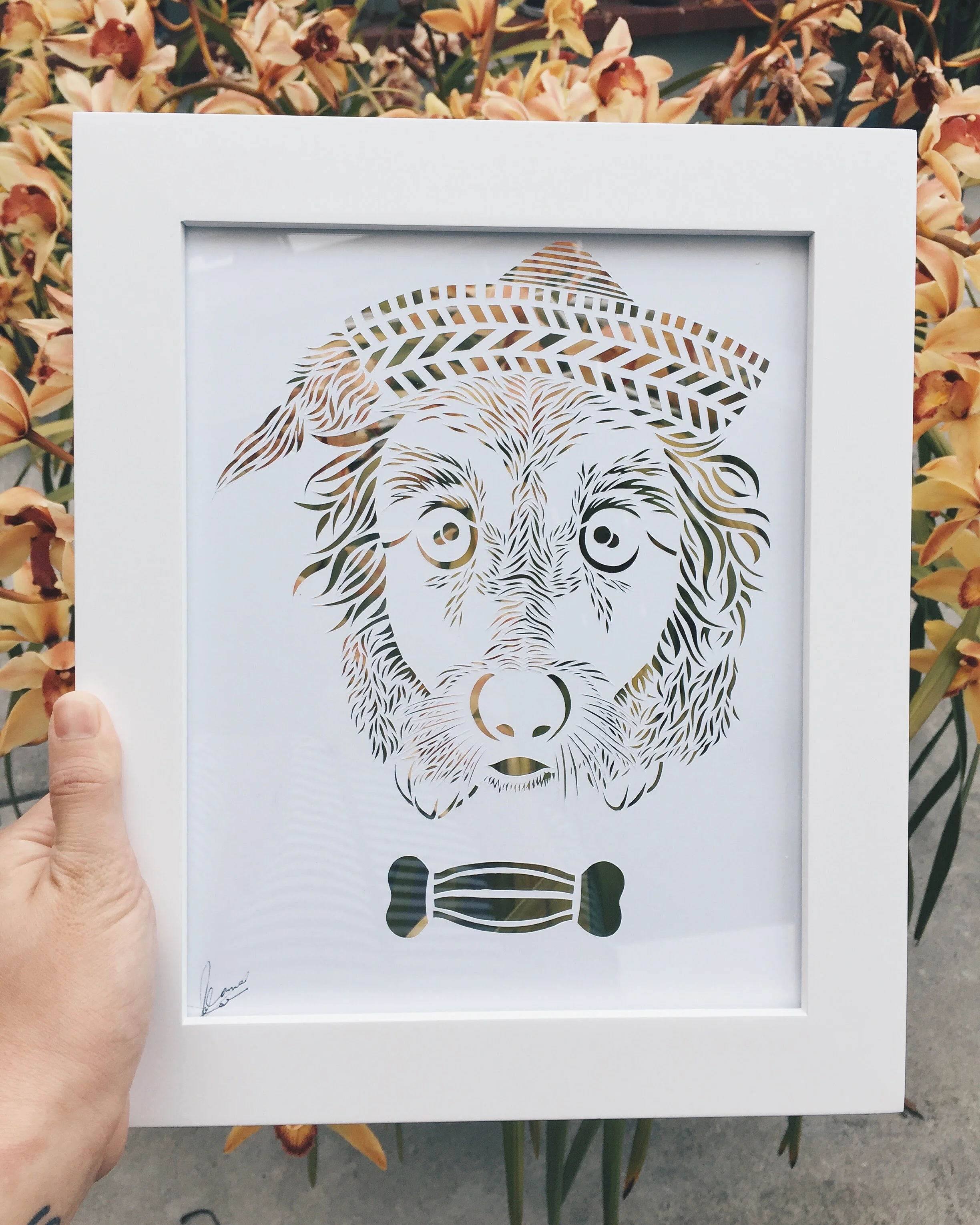 Hand-cut Dog Portrait