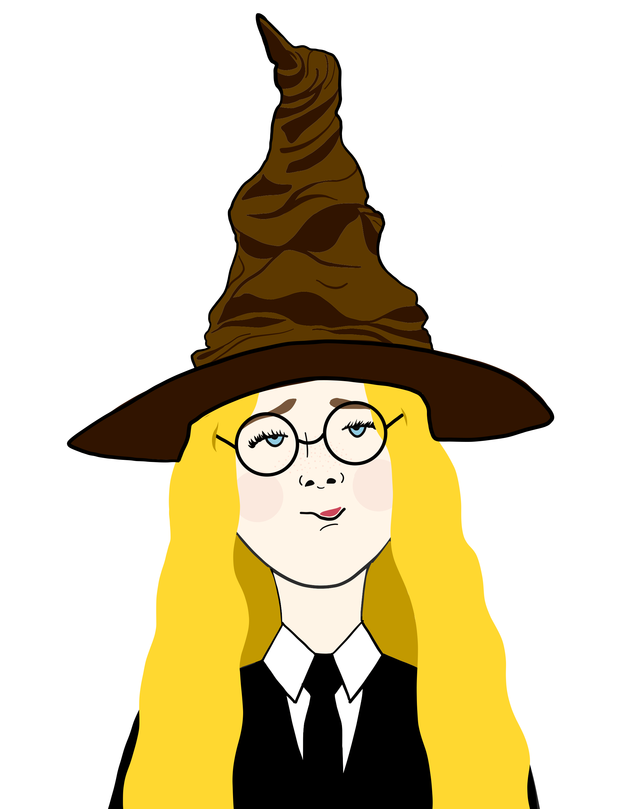 Blonde Girl Under the Sorting Hat – Custom Order