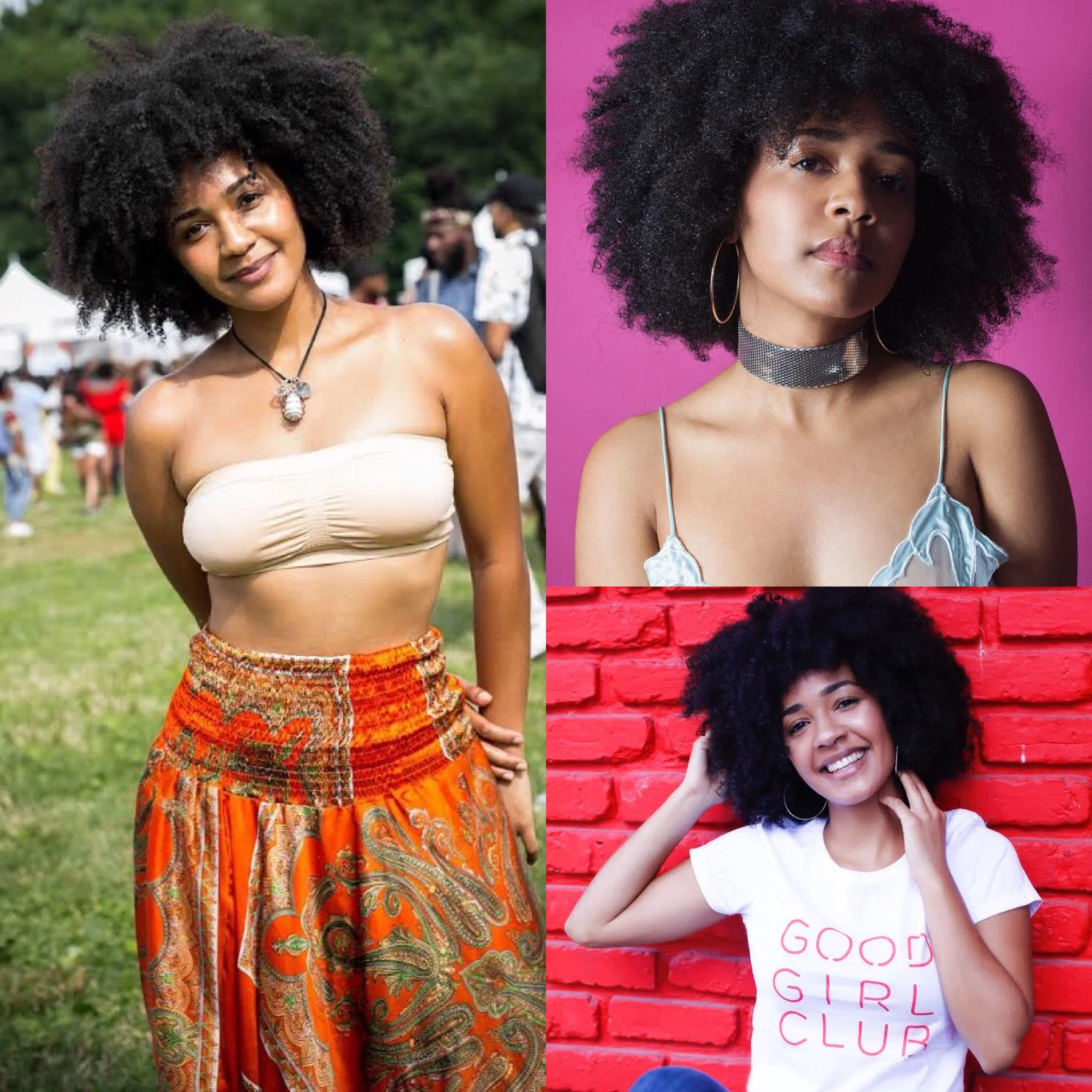 Photos pictured taken by: @pix.james (long left during CurlFest) | (Pink backdrop) @tinapphoto | @thatscrispi (Good Girl Club)