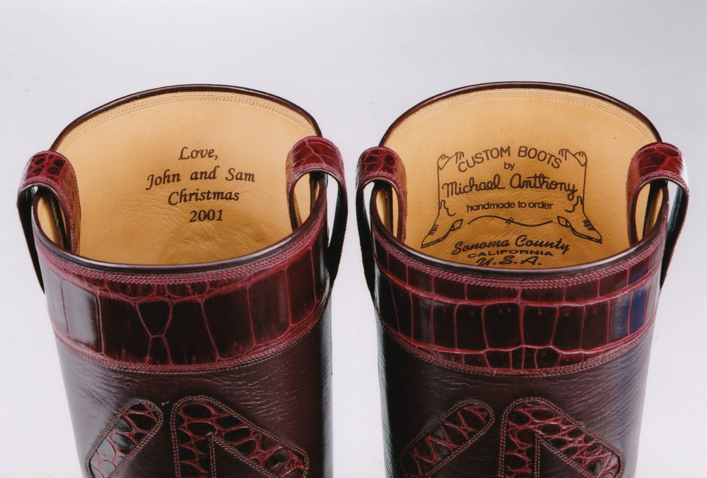View of Personalized Note in Custom Made Pair of Boots