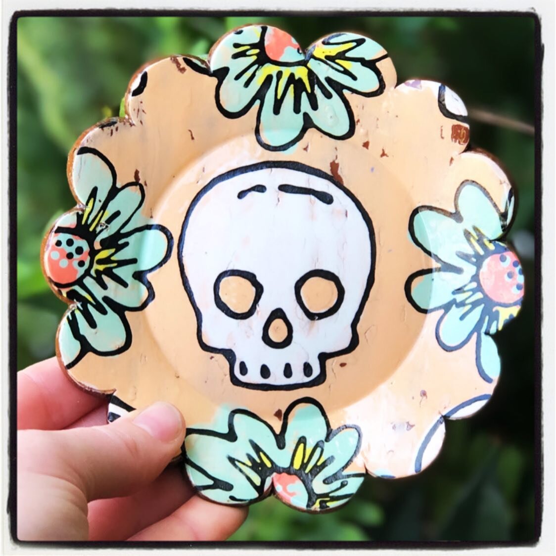 Check out this cutie! #ceramics #ringdish #clay #coasters #skeleton #dayofthedead #diadelosmuertos