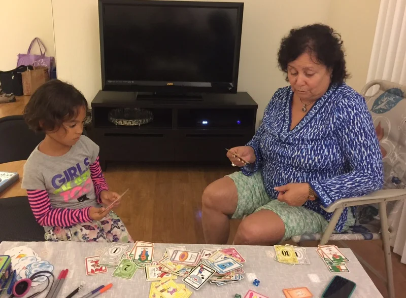 Coming home to seeing daughter Nova playing with Kinderbunnies with my mom. Gaming was going on while I was gaming... excellent!