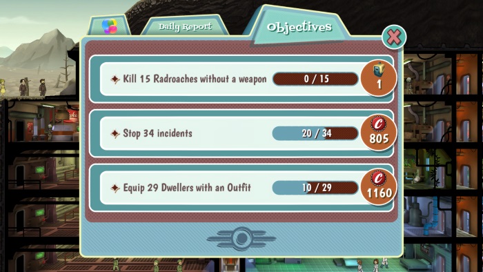 A common objective screen from the phone game.