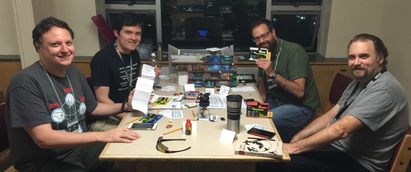 Fallout Shelter RPG: Round 1, Friday... from left to right: John, < damn, I forget >, Dan and Jerry