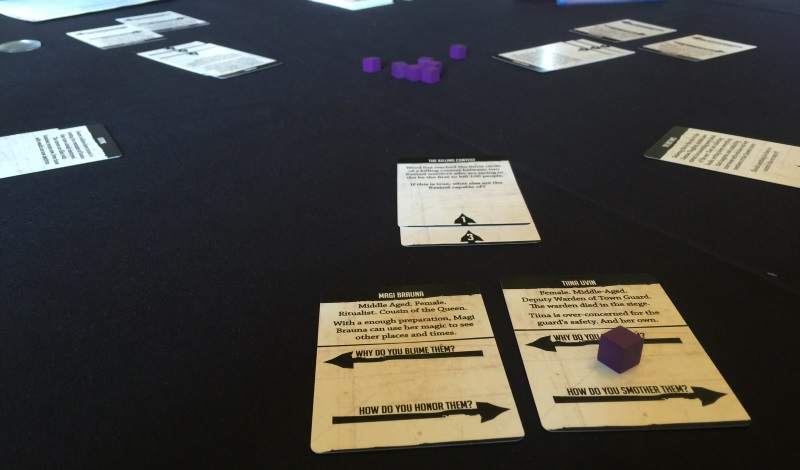 Interesting ways to create bonds... character cards in the foreground, and events just above.