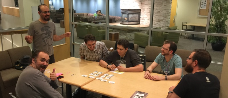 Andy (standing), Jerry, Soren, Stras, Gavin, and Dan, from left to right. 