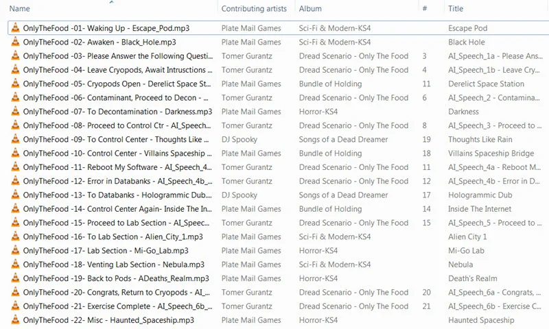 My audio playlist for Only The Food. Purchase songs from Plate Mail Games or DJ Spooky