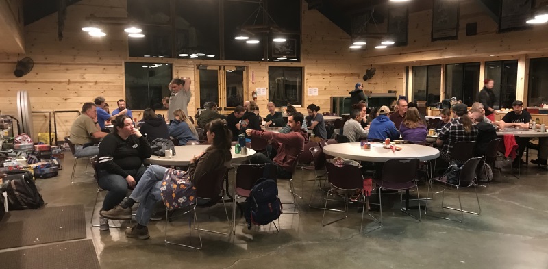 The Lodge after dark.