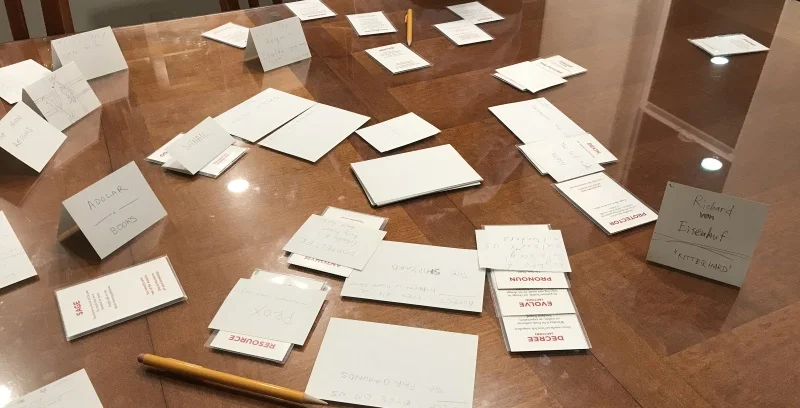 The table with concentric circles heading towards the center.
