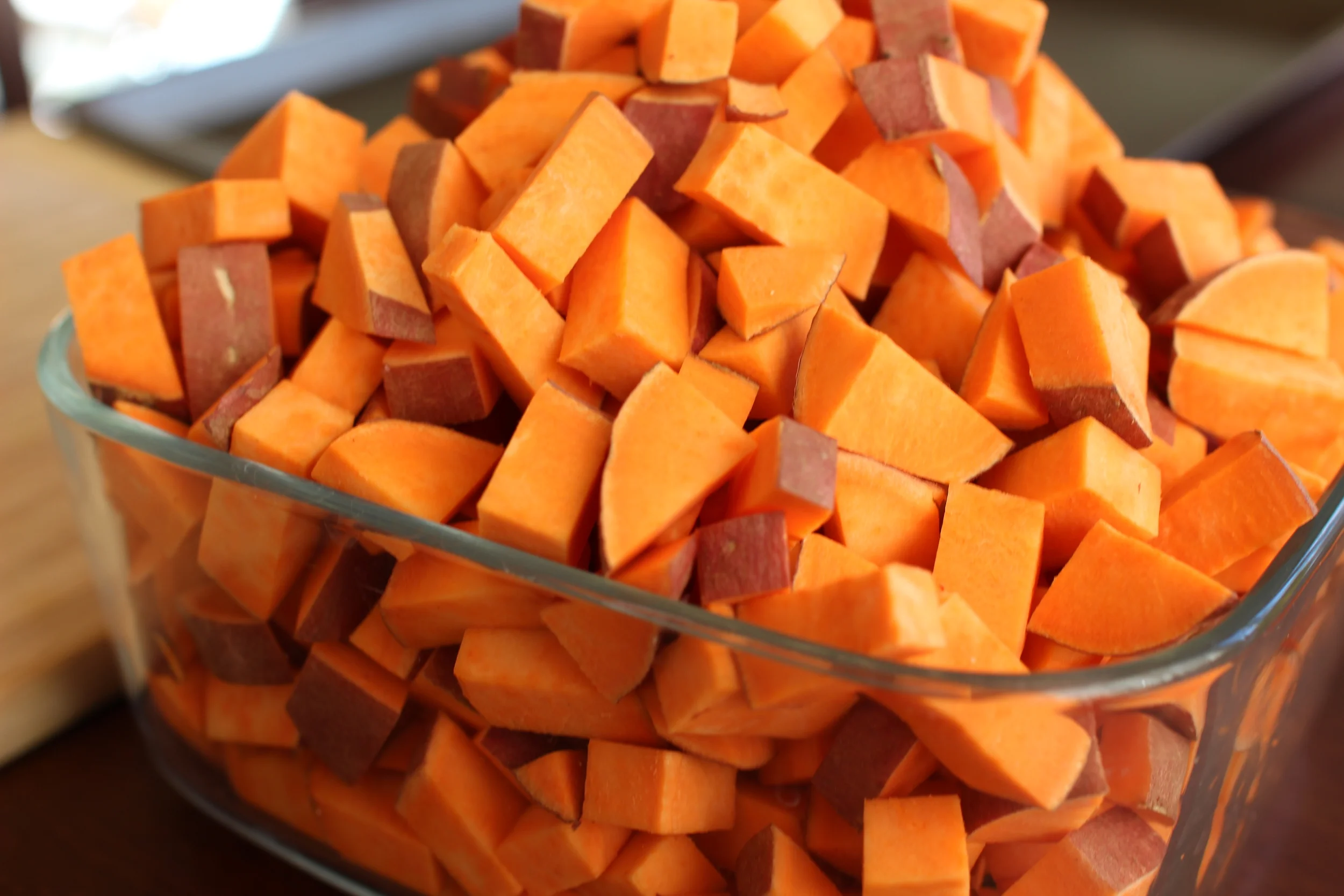Diced sweet potatoes