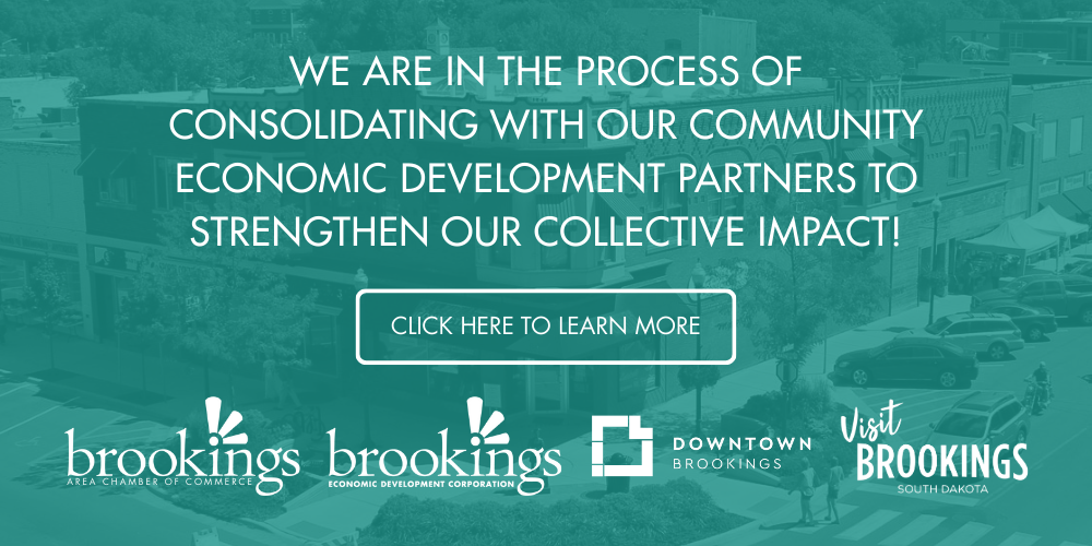 Image shows "We are in the process of consolidating with our community economic development partners to strengthen our collective impact!" with a button "Click here to learn more"
