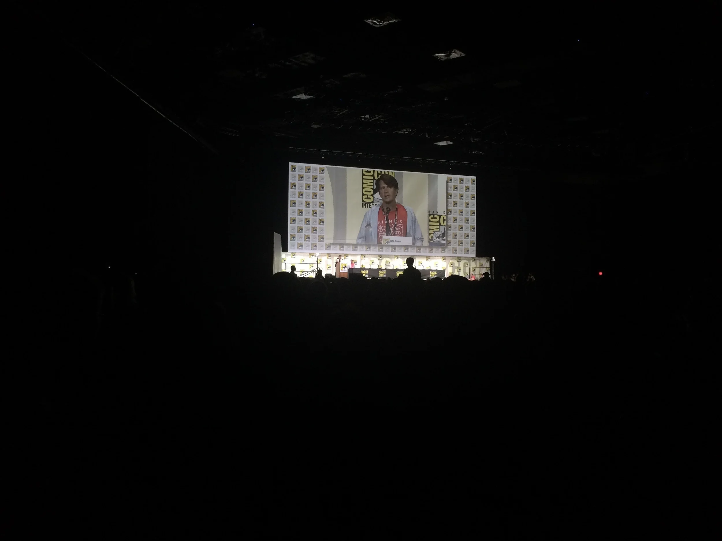 On Sunday, I waited in the long (and infamous) Hall H line to attend the panel on PokemonGo. It was hosted by Chris Hardwick and he interview the president of Niantic, John Hanke. All the information from that panel, if you are interested, is repeated in countless media outlets. I had a great time, planted somewhere in the middle of Hall H. I learned that I am on the same PokemonGo team as the president. That's all that really matters. (Go Team Instinct!) 